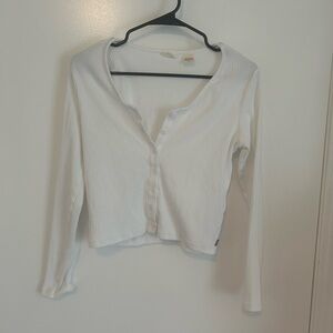 Levi's White Ribbed Button-Down Shirt